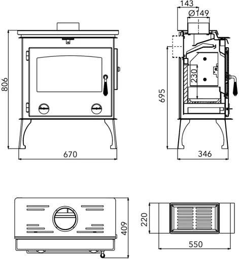 HAAS+SOHN ARKTIC krbová kamna 3,4-12,1kW, černá | Ptáček Shop 