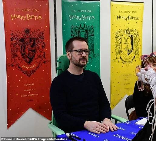 Harry Potter star Sean Biggerstaff (pictured at a signing in February) has savaged JK Rowling on social media, calling her out for her 'bigoted' views on transgender rights