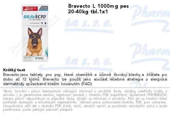 Bravecto L 1000mg pes 20-40kg tbl.1x1 | SOS lékárna online, internetová lékárna, léky