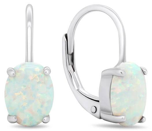 Elegantní stříbrné náušnice se syntetickými opály EA373W