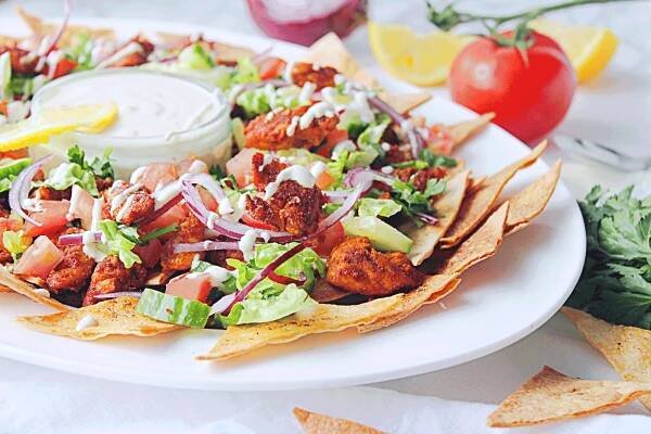 Chicken Shawarma Nachos {Middle Eastern Fusion Recipe!}