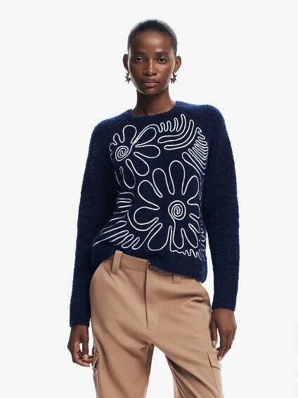 Dámský svetr Desigual 24WWJF68 5000 JERS CAMBRIDGE 5000 BLUE