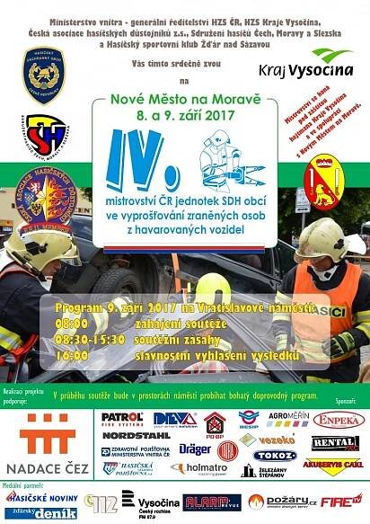 Mistrovství ČR dobrovolných jednotek ve vyprošťování 2017 proběhne v Novém Městě na Moravě
