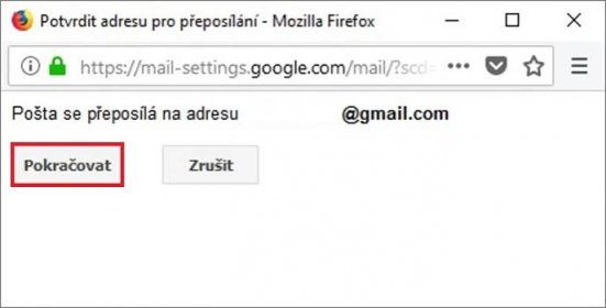 Gmail - nastavení přeposílání e-mailu 4