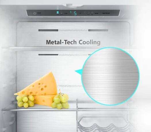 Americká chladnička Hisense RF632N4WIE1, šedá, Metal-Tech Cooling 