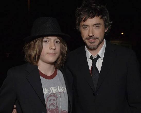 Indio Falconer Downey (L) and his father Robert Downey Jr. in 2007.