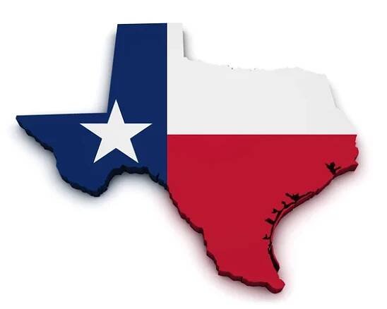 Texas mapa vlajky tvar — Stock obrázek