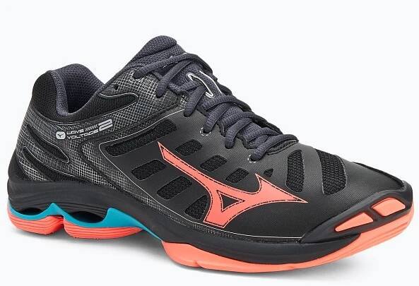 Volejbalové boty Mizuno Wave Voltage 2 black/neon flame/peacock blue
