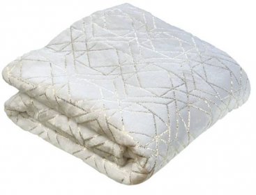 TP Mikroflanelová deka Premium se zlatým vzorem 150x200 - Bílá  - -