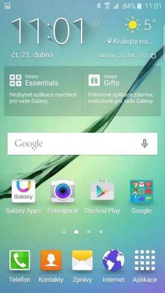 Samsun Galaxy S6 Edge domácí obrazovka