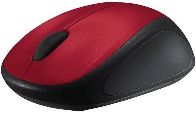 Logitech M235/Cestovní/Optická/1 000 DPI/Bezdrátová USB/Černá-červená