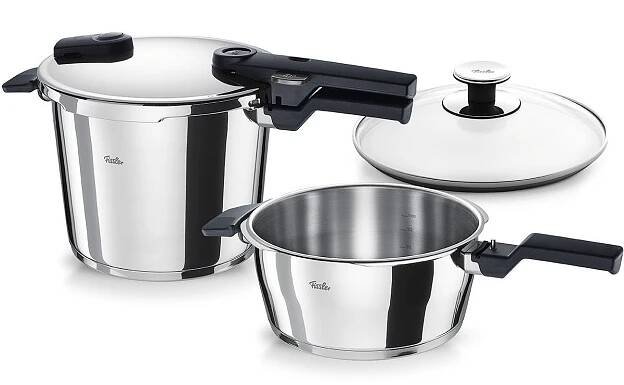 Fissler Vitaquick sada 3 tlakových hrnců (2 tlakové hrnce s kovovým víkem 3,