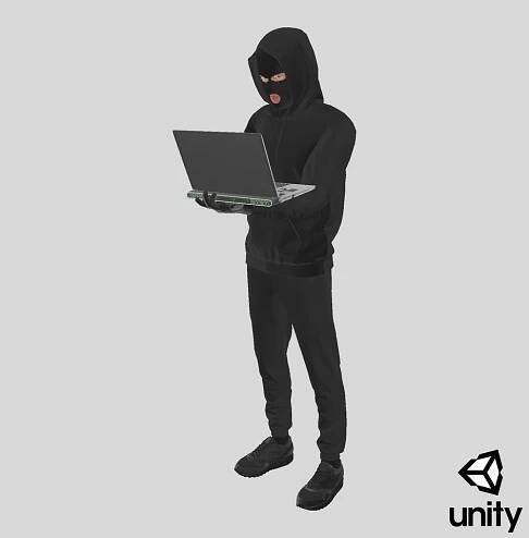 3D Hooded Hacker Character Holding Laptop https://p.turbosquid.com/ts-thumb/CW/B7AtTH/No/stemcell_unity_render/png/1738818625/1920x1080/fit_q87/245e8a33675772f5f18b4cb2d4e2ff61dfd6e1f3/stemcell_unity_render.jpg