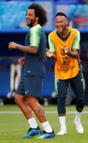 Brazilské hvězdy Marcelo a Nemyar #football #World #Cup #sport #Brazil #Nike #Neymar