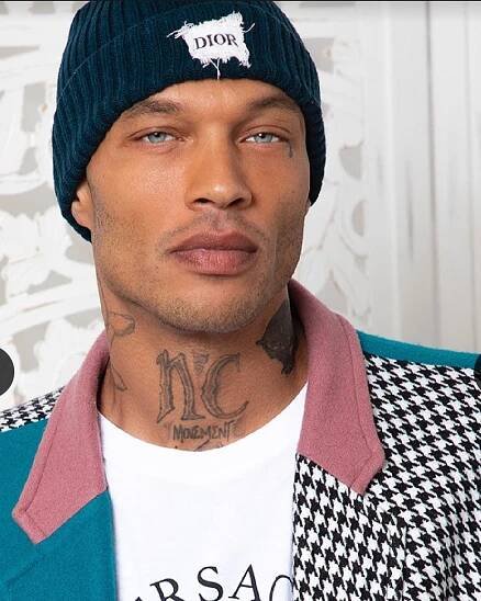 Upclose photo of Jeremy Meeks wearing a Dior beanie hat