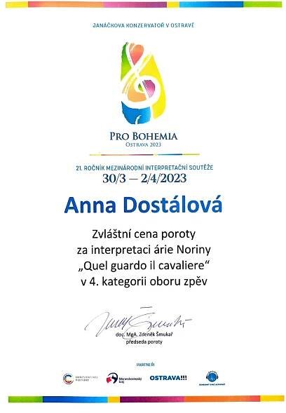 GRATULACE K ÚSPĚCHU NA MEZINÁRODNÍ INTERPRETAČNÍ SOUTĚŽI - Konzervatoř Evangelické akademie