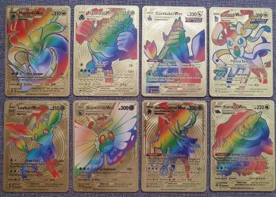 Zlaté karty Pokémon Rainbow 8 ks (plastové)