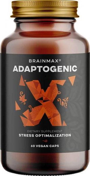 BrainMax Adaptogenic, 60 rostlinných kapslí Komplex adaptogenních bylin pro snížení stresu, doplněk stravy