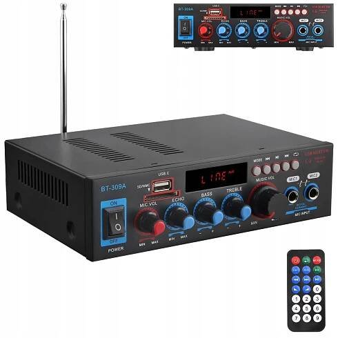 STEREOFONNÍ ZESILOVAČ BLUETOOTH RÁDIO FM PŘEHRÁVAČ MP3 S DÁLKOVÝM OVLÁDÁNÍM
