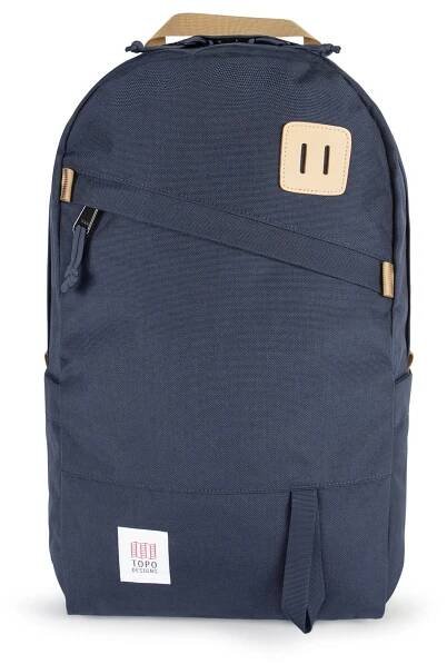 Topo Designs Daypack Classic 100% recycled nylon laptop backpack for work or school in "Navy"