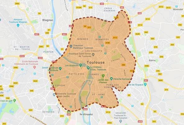 Zone d'intervention à toulouse
