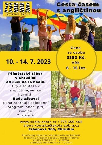 Příměstský tábor v angličtině CESTA ČASEM S ANGLIČTINOU, 10. - 14. 7. 2023 - Chrudim DNES