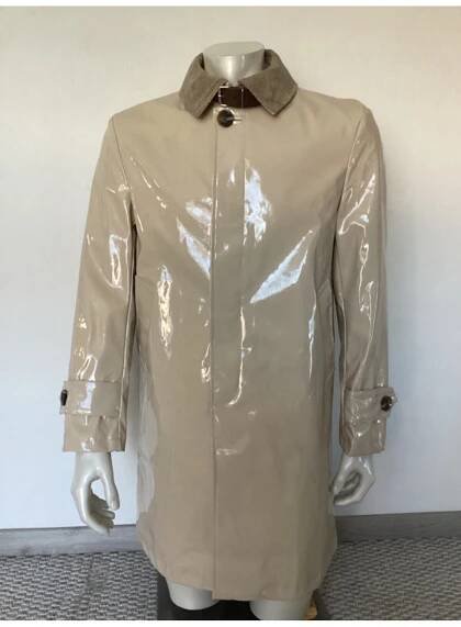 Lackina -kurz, Lack klassisch Mantel ,beige M-6XL