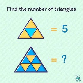 Can you find out the correct number of triangles in the image below? Count it carefully!