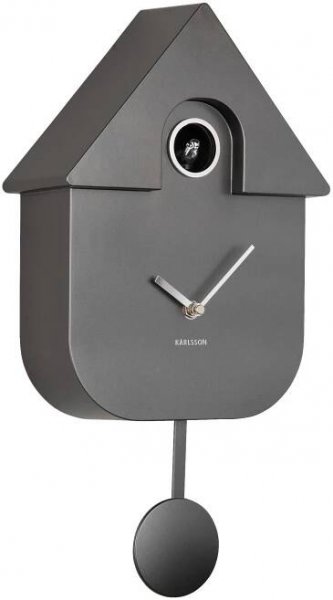Produktbild von Karlsson – Wanduhr Modern Cuckoo Metallic – Metallic-Dunkelgrau
