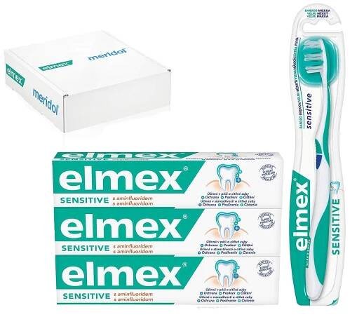 Elmex Sensitive set - 3ks zubní pasty a 1ks zubní kartáček)