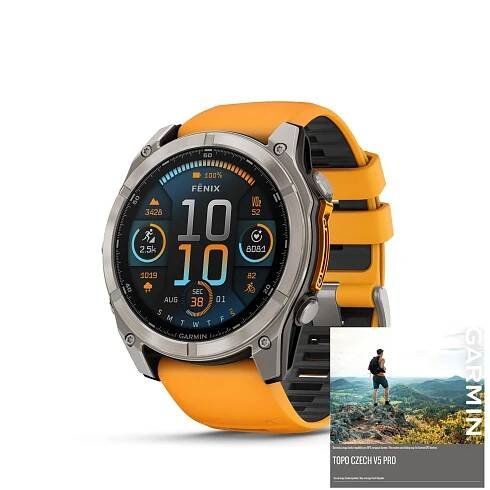 Garmin Fenix 8 51mm AMOLED, Titan Sapphire Graphite Orange