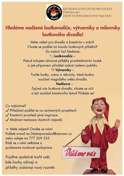 Loutková scéna Dětem pro radost Náchod hledá loutkovodiče, výtvarníky a milovníky loutkového divadla | divadlo.cz