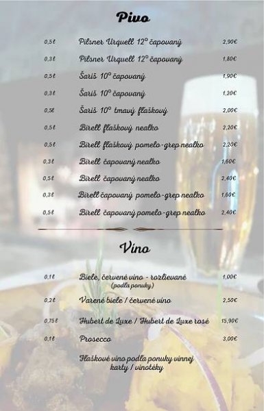 Naše menu - Koliba Holica