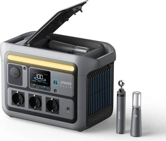 Obrázek produktu pro Anker Solix C800X, AC, Zapalovač na doutníky, Solární, 768 Wh, Ultra Charge, 1200 W, Černá, Knoflíky