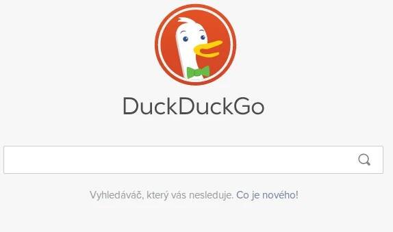 Úvodní stránka vyhledávače DuckDuckGo
