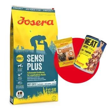 Krmivo pro psa JOSERA SensiPlus 12,5kg + Meatlovers Kachna s dýní 400g i Denties 180g GRATIS!
