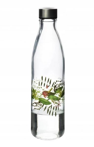 LAHEV NA PITÍ SKLENĚNÁ LÁHEV NA VODU 1 L KVĚTINOVÝ MOTIV HOLLIE IDYLLIC MONDEX