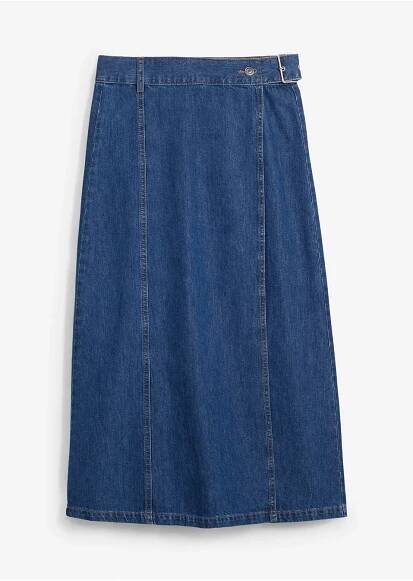 Džínová sukně se zavinovacím vzhledem Super Soft, regular