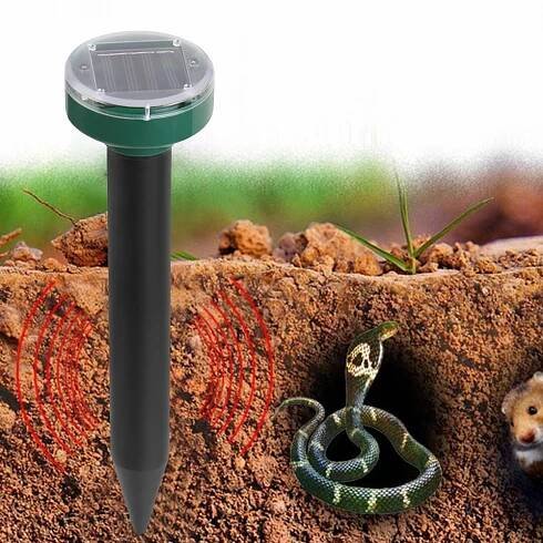Solar Mole Repellent, Groundhog Repeller Ultraschall- und solarbetriebenes Tierschutzmittel für Lawn Garden & Yard Home