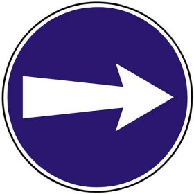 Dopravní značka Přikázaný směr jízdy zde vpravo C 3a. Příkazová dopravní značka Přikázaný směr jízdy zde vpravo přikazuje jízdu ve směru vpravo bezprostředně před nebo za značkou.