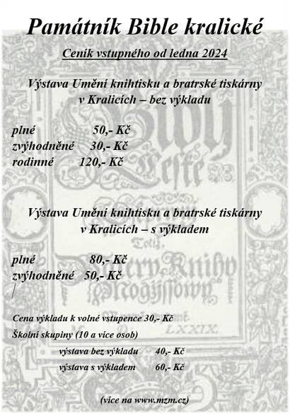 Bible kralická - Oficiální stránky obce Kralice nad Oslavou
