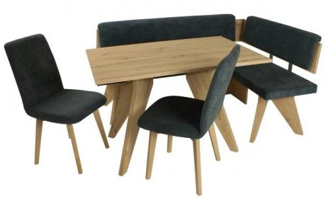 Set stůl a židle rohová jídelní sestava mathilda dub artisan/antracitová