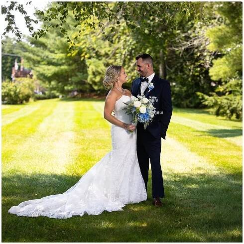 bride and groom couple at village by the sea wedding in wells, maine