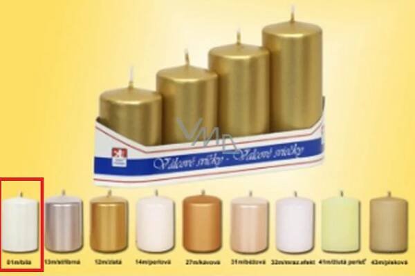 Lima Pyramid candle smooth metal white cylinder diameter 40 mm 4 pieces