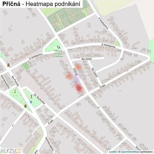Mapa Příčná - Firmy v ulici.