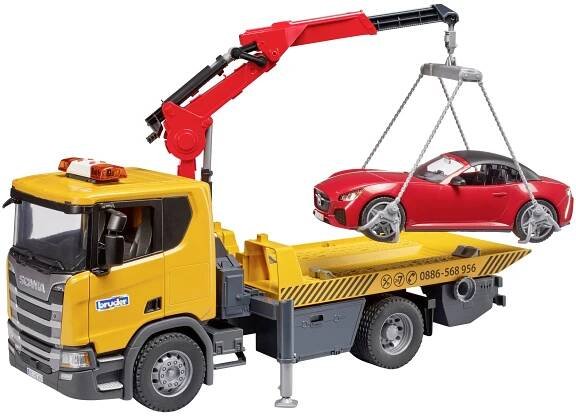 bruder Scania Super 560R vybožovací nákladní vůz s vozem Roadster hotový model Model užitkového vozidla