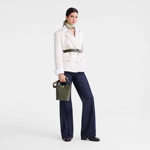 Épure XS Tote bag , Khaki - Leather