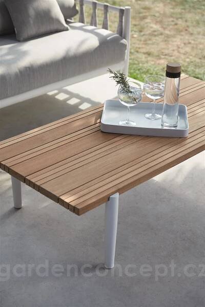 GardenConcept | Konferenční stůl Switch Fabric, Diphano, obdélníkový 140x62 cm, hliník, teak - Vybavení pro terasu 