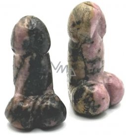 Rodonit Penis pro štěstí, přírodní kámen na postavení cca 3 cm