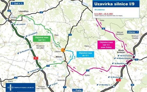 V rámci 3. etapy bude uzavřena silnice I/9 v Liběchově - Ředitelství silnic a dálnic s. p. pro Středočeský kraj